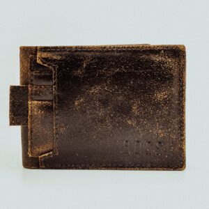 Distressed Removable Card Holder Wallet - Brown