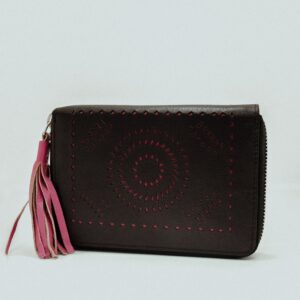 Zimbali Leather Ladies Medium Ziparound Purse - Black