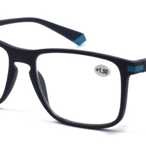 Men's Matte Solid Dark Blue with Blue Painted Details Square Frame Reading Glasses