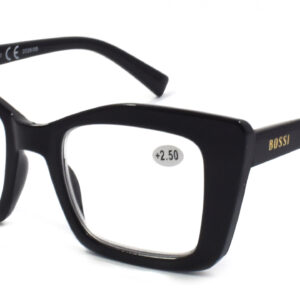 Ladies Shiny Black Square Frame Reading Glasses