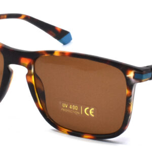Men's Matte Tortoiseshell with Blue Painted Details Square Frame Sunglass