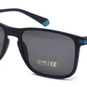Men's Matte Solid Dark Blue with Blue Painted Details Square Frame Sunglass
