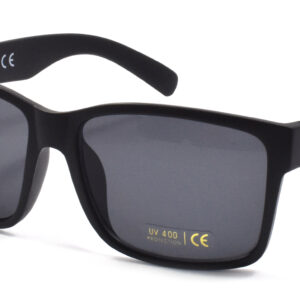 Men's Matte Black with Shiny Gunmetal Trim Square Frame Sunglass