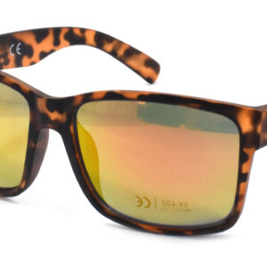 Men's Matte Tortoiseshell with Shiny Gunmetal Trim Square Frame Orange Mirror Sunglass