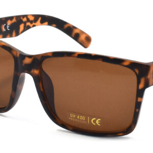 Men's Matte Tortoiseshell with Shiny Gunmetal Trim Square Frame Sunglass