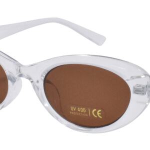 Ladies Shiny Crystal Clear Oval Frame Sunglass