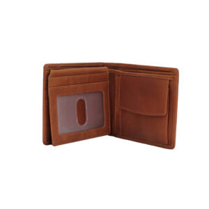 Buff Bill Fold Mens Leather Wallet - Cognac
